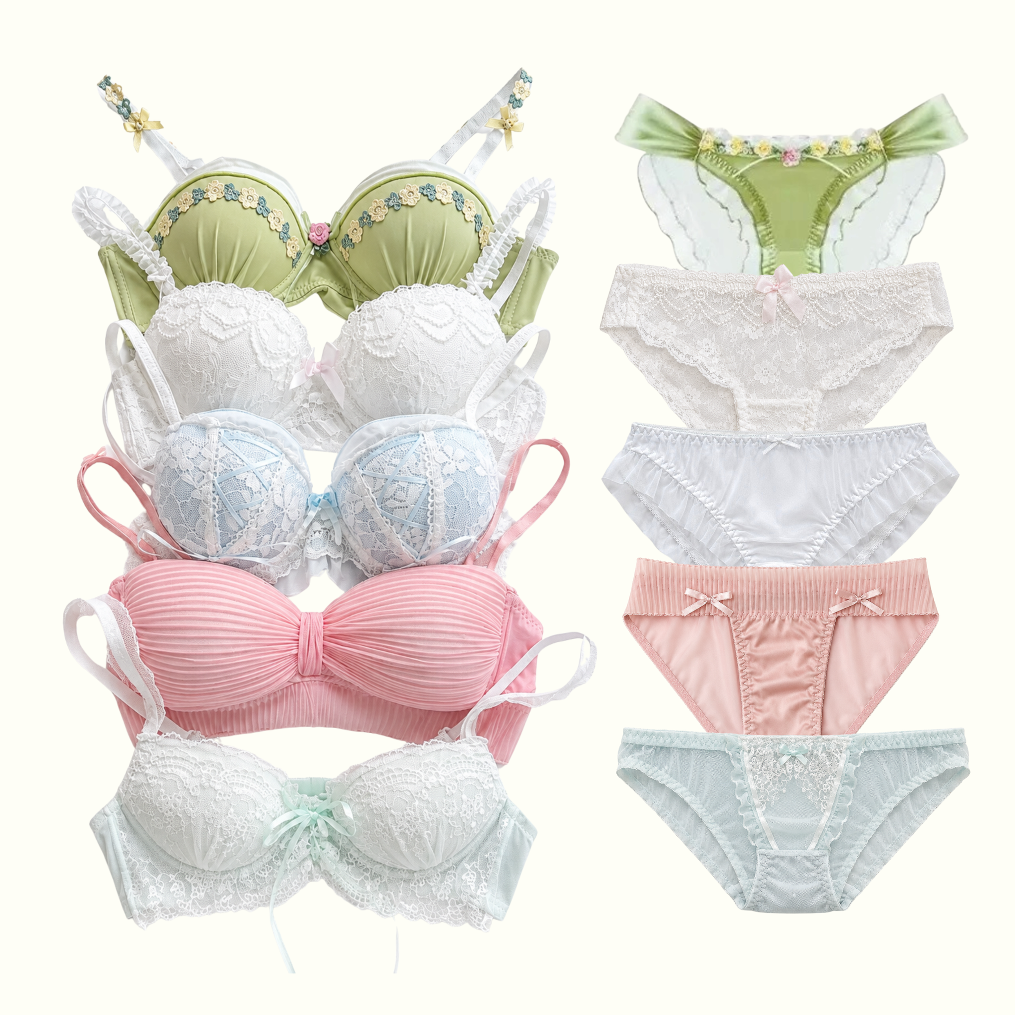 Milanblocks Women's 2-Piece Soft Girl Coquette Lace Bra and Panty Set - Y2K Floral Lingerie (Copy)