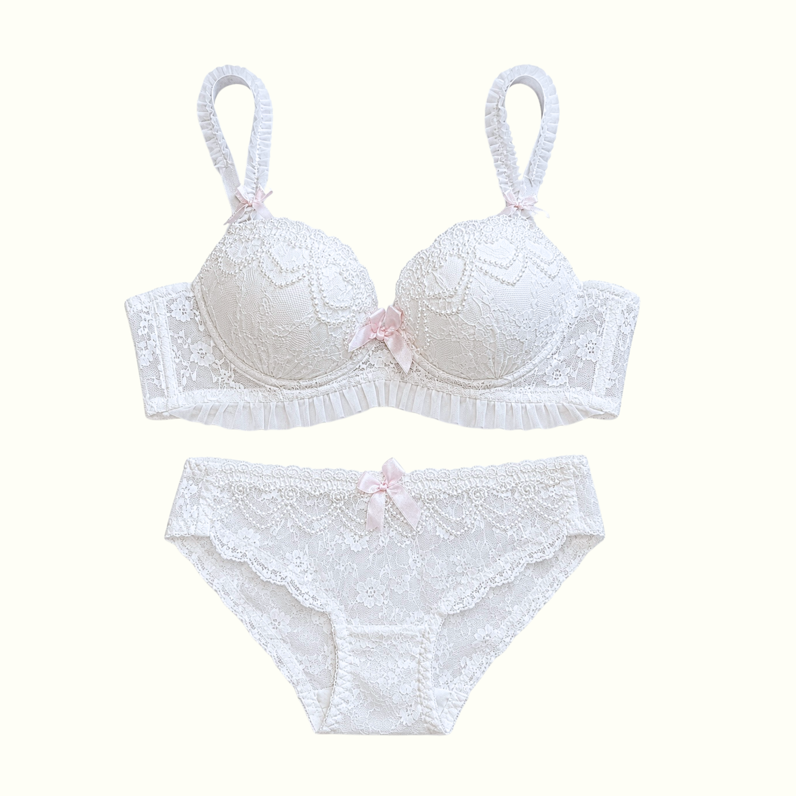 Milanblocks Women's 2-Piece Soft Girl Coquette Lace Bra and Panty Set - Y2K Floral Lingerie (Copy)