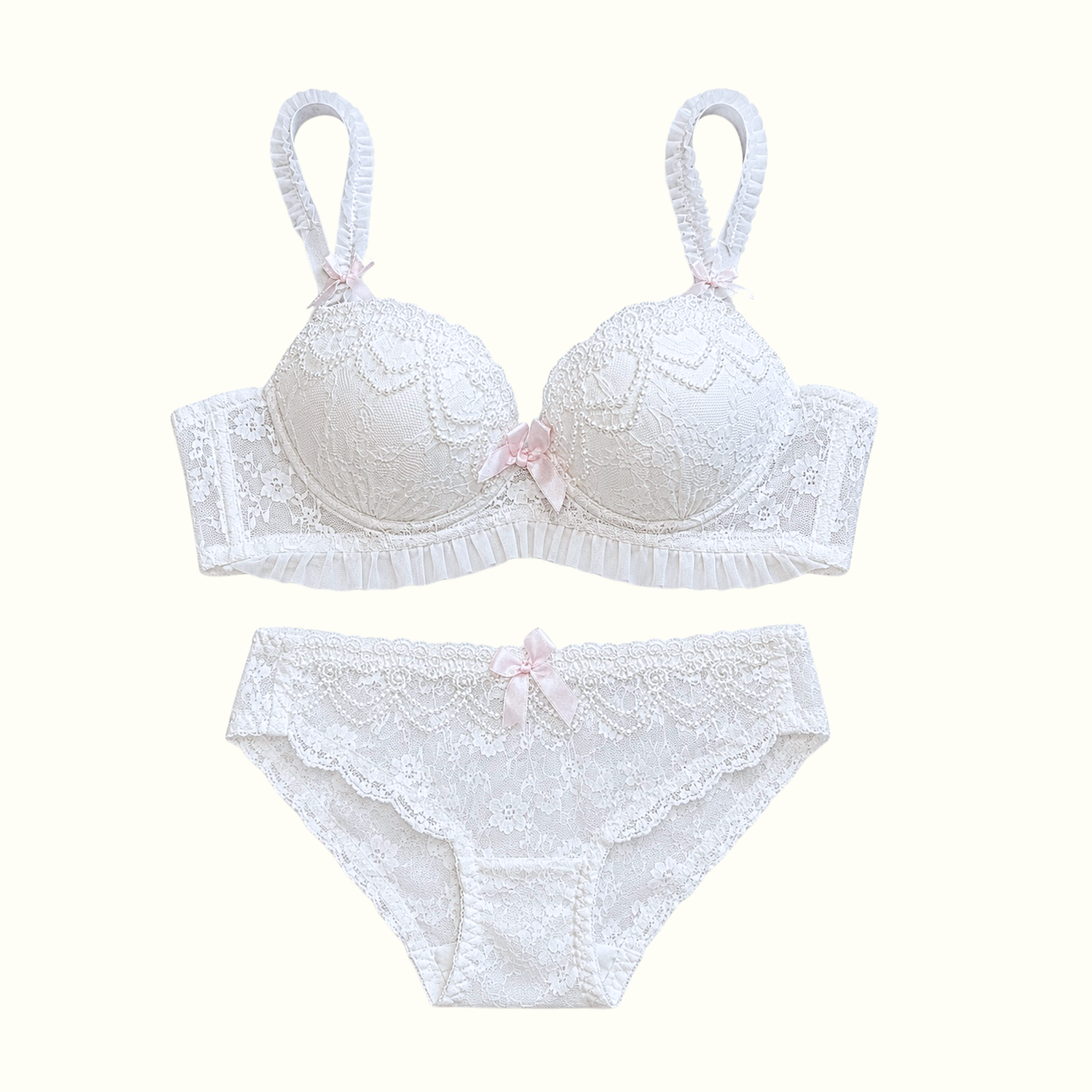 Milanblocks Women's 2-Piece Soft Girl Coquette Lace Bra and Panty Set - Y2K Floral Lingerie (Copy)