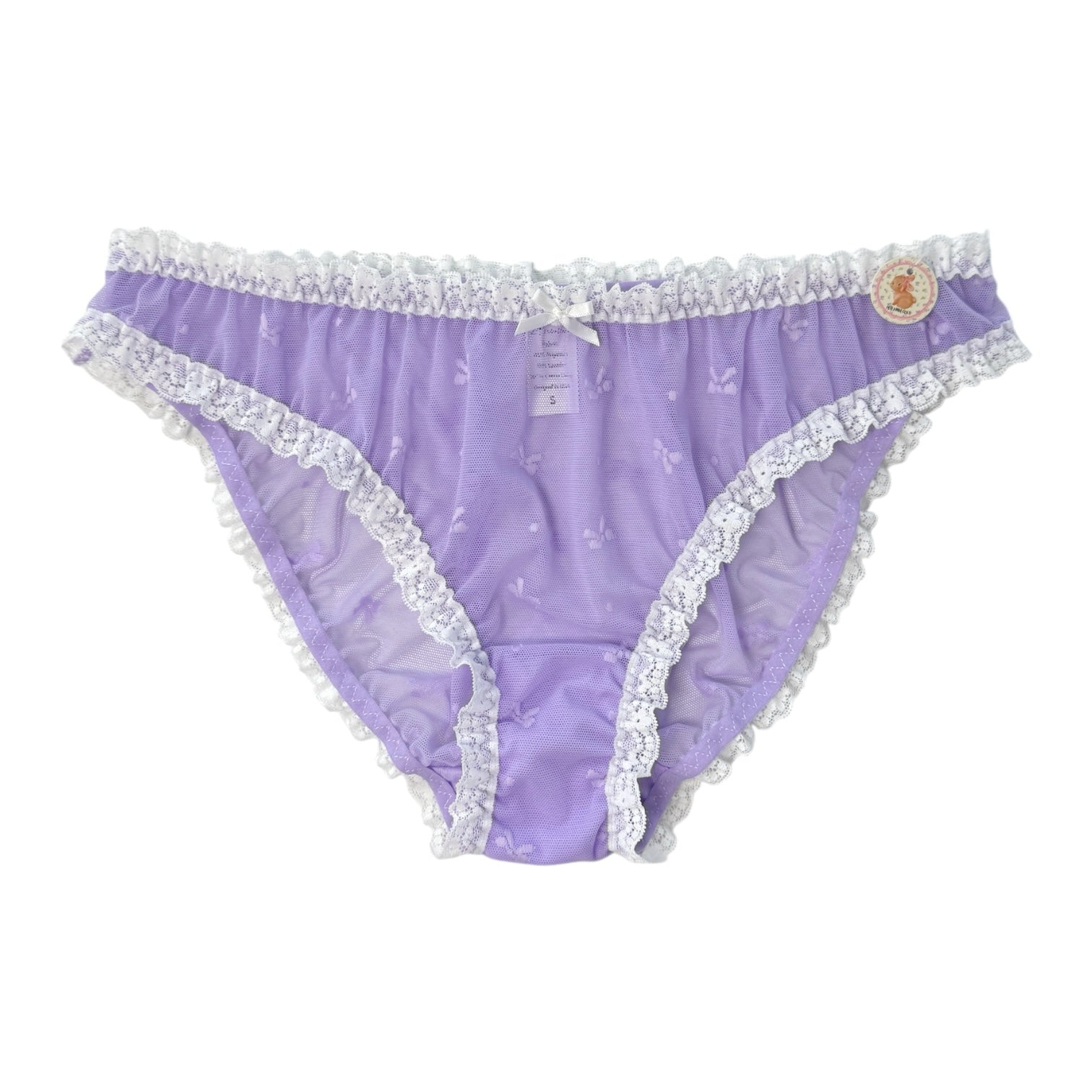 Sheer Lace Ruffle Panties – Bow Embroidery