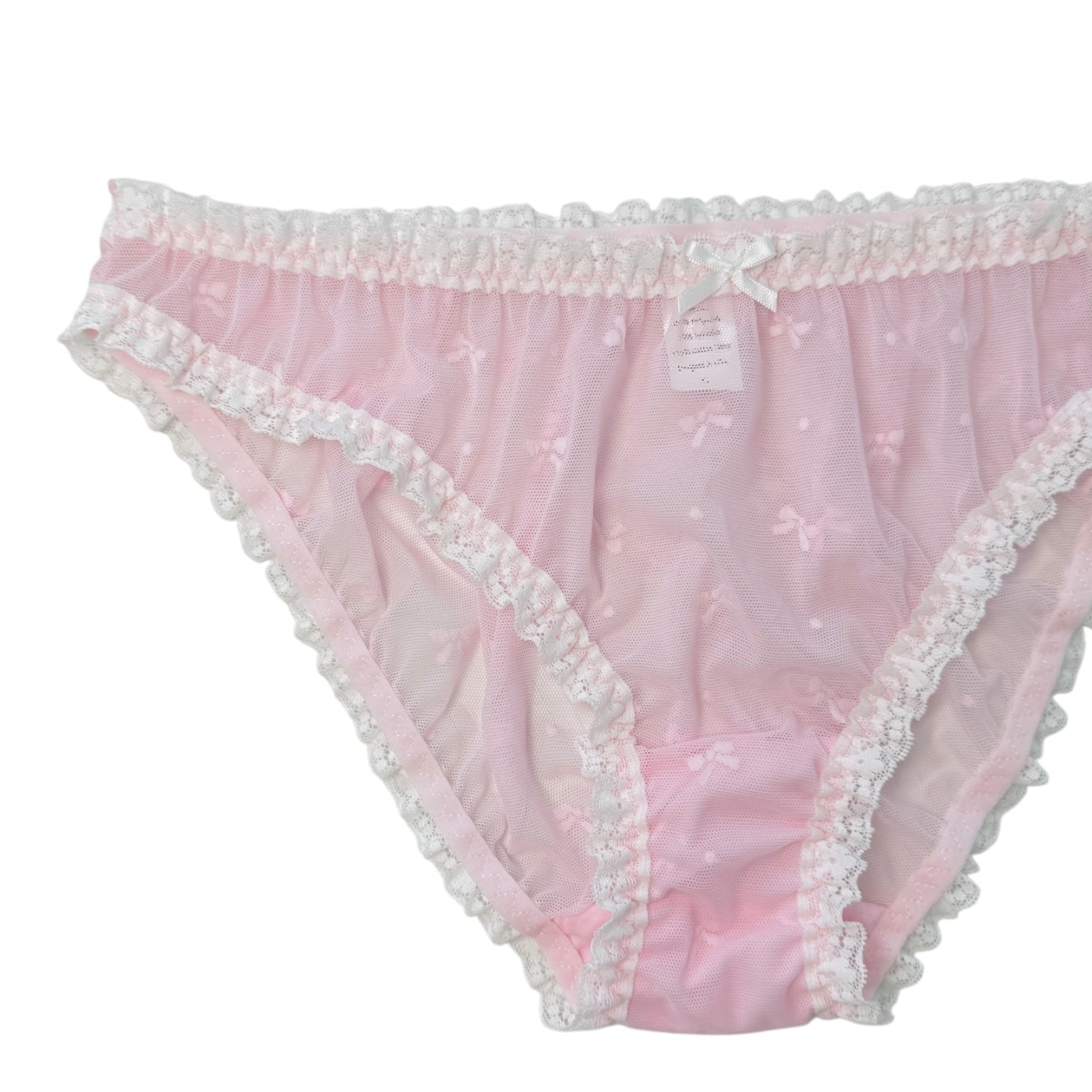 Sheer Lace Ruffle Panties – Bow Embroidery