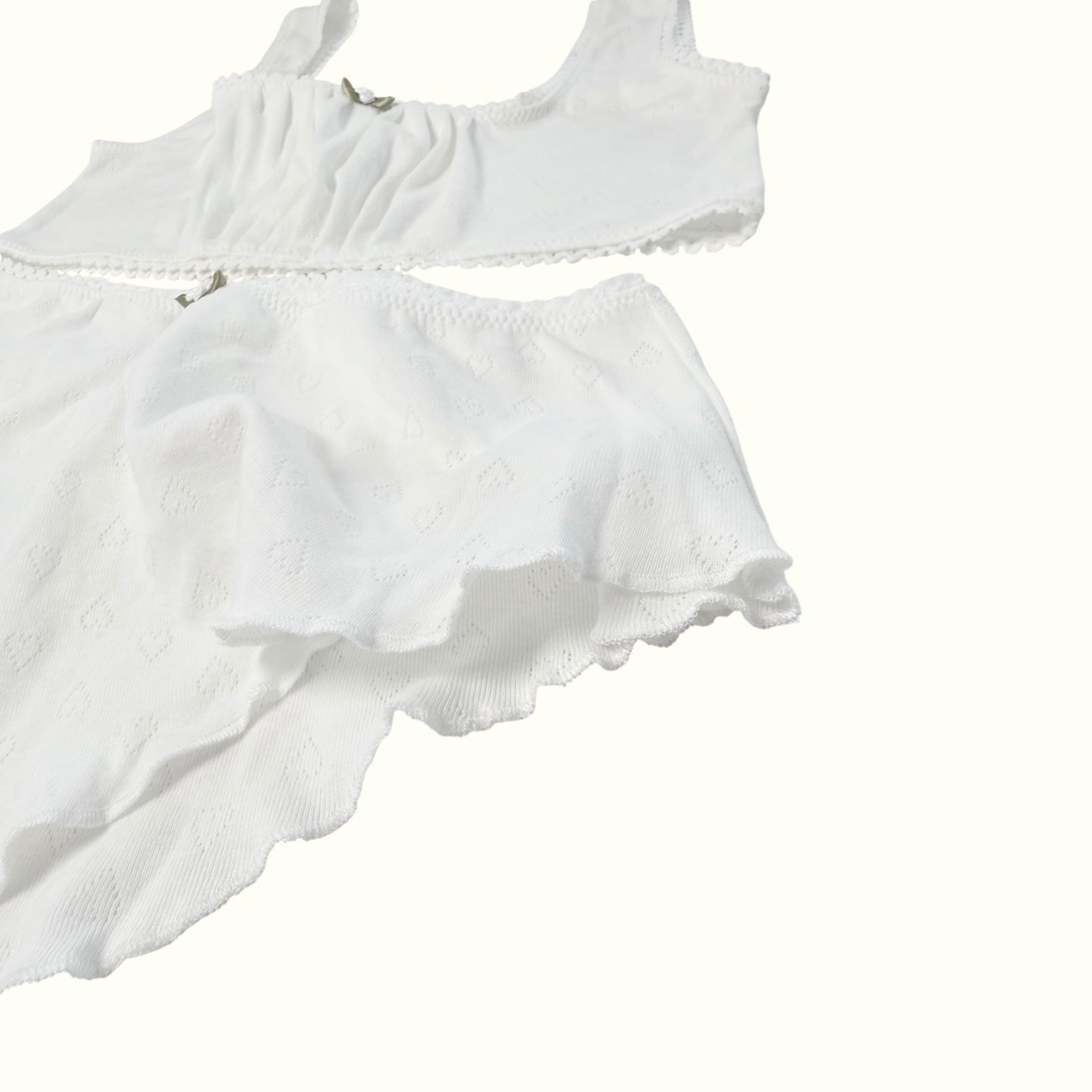 Milanblocks Soft Girl Loungewear Set  Cotton Lace Bralette  High Waist Panties