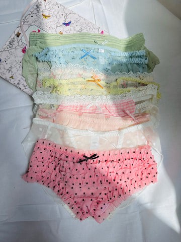 Mixed 5 Women's Lace Coquette Ruffle Panties in Various Designs