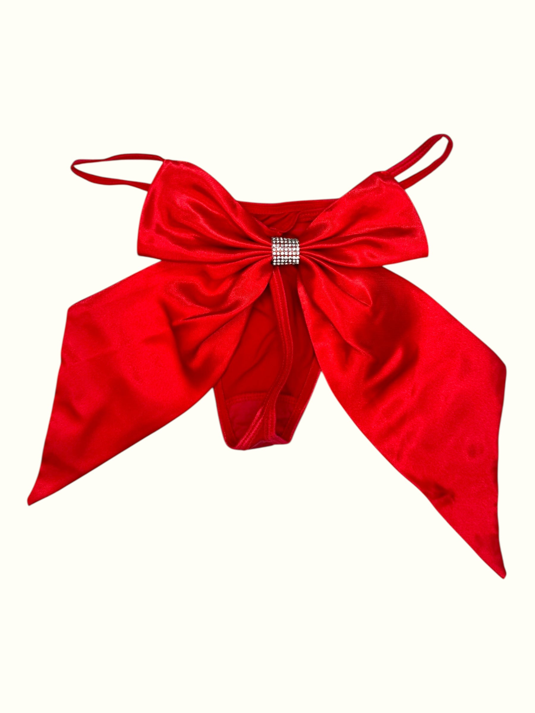 Glam Bow Rhinestone Thong