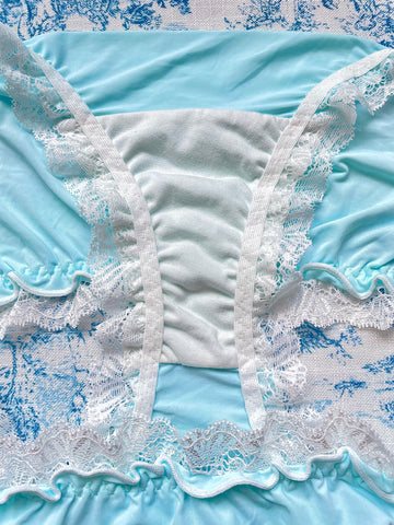 Blue & White Lace Trim Panty