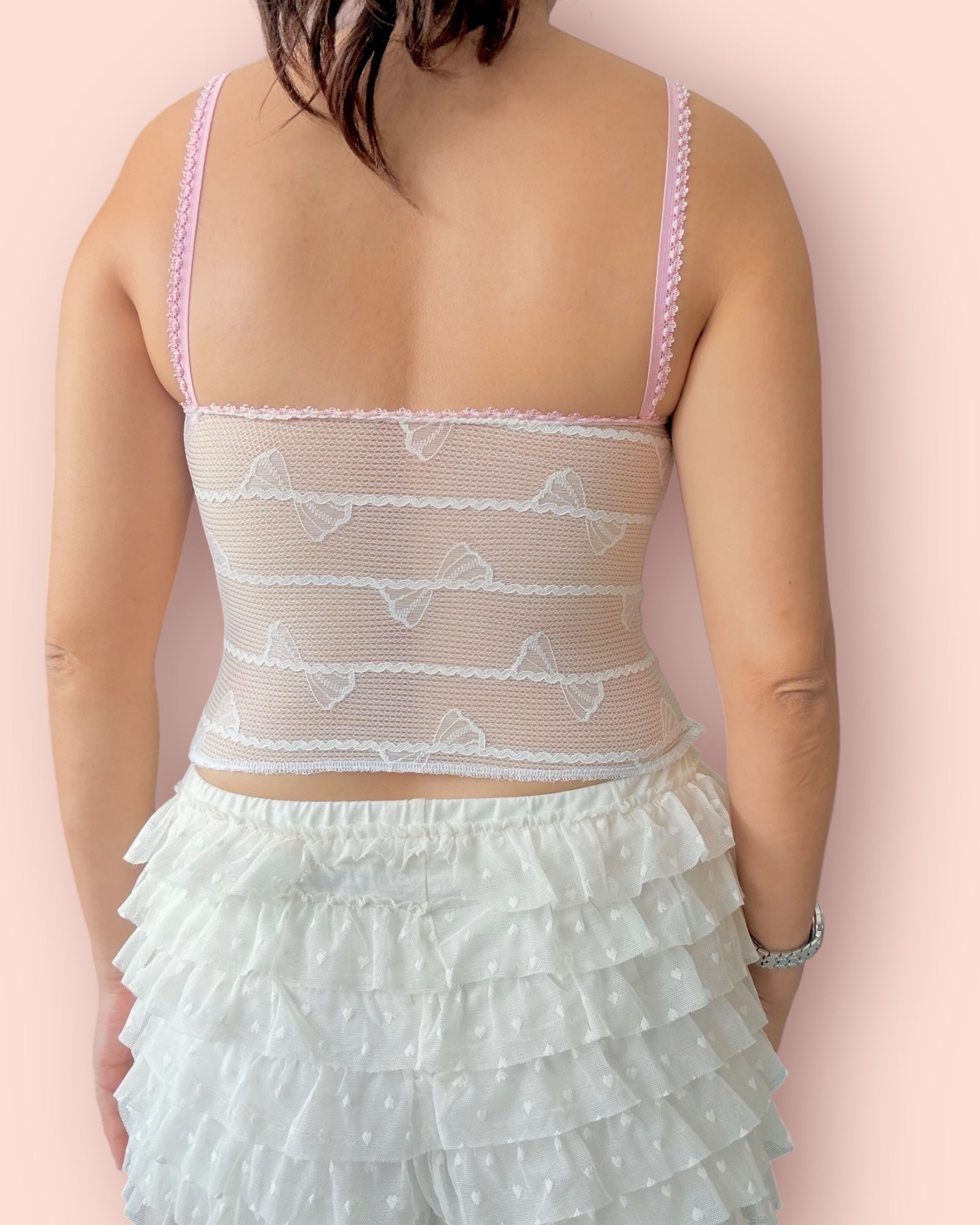 Lace rose coquette cami top Sample