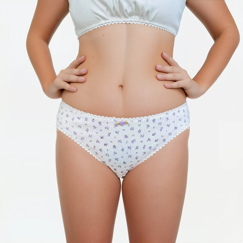 Milanblocks Soft Girl Cotton Panties pointella Cute Floral Pastel Lace Trim Briefs Panty