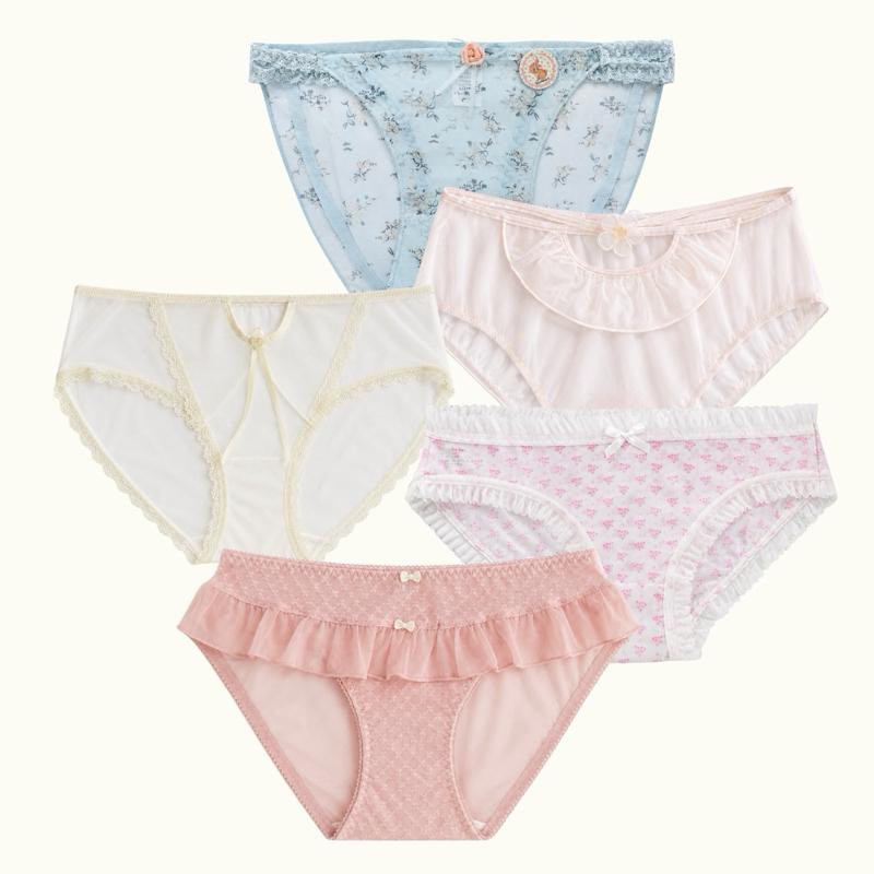 XSmall Milanblocks Women's Coquette Underwear 5-Pack, Comfortable Feminine Elegant Lady's Everyday Underwear Set