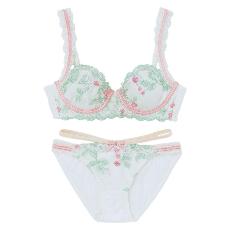 Milanblocks Coquette Matching Floral Embroidered Lace Lingerie Set