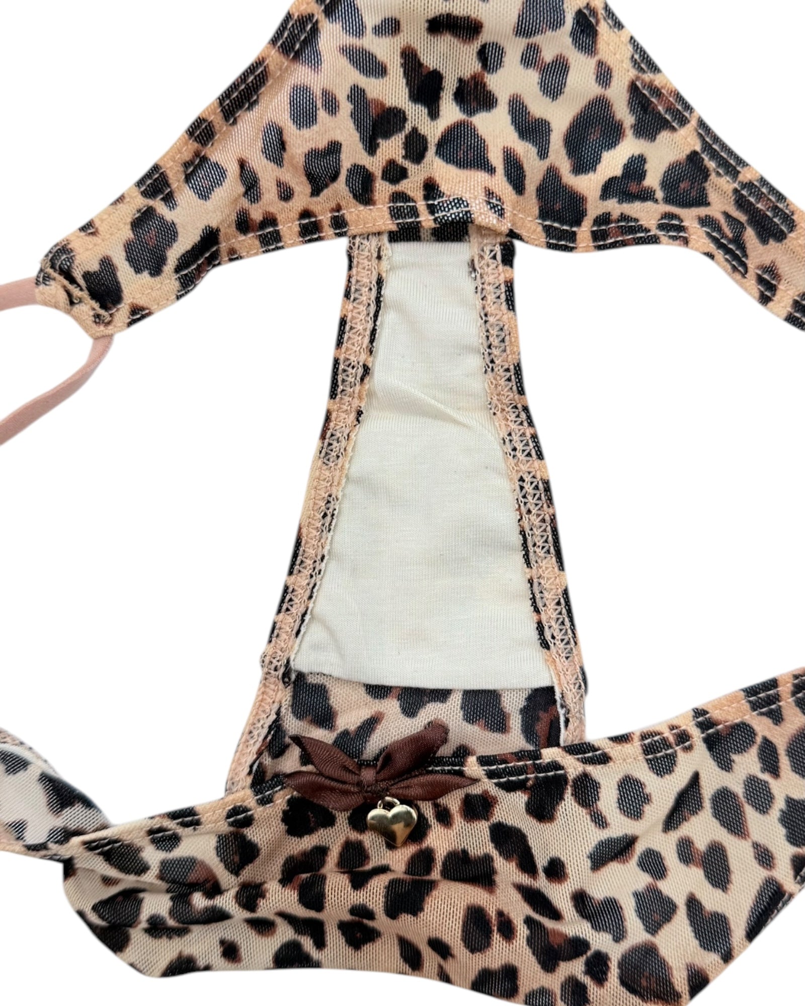 Leopard Print String Panties with Charm Accent