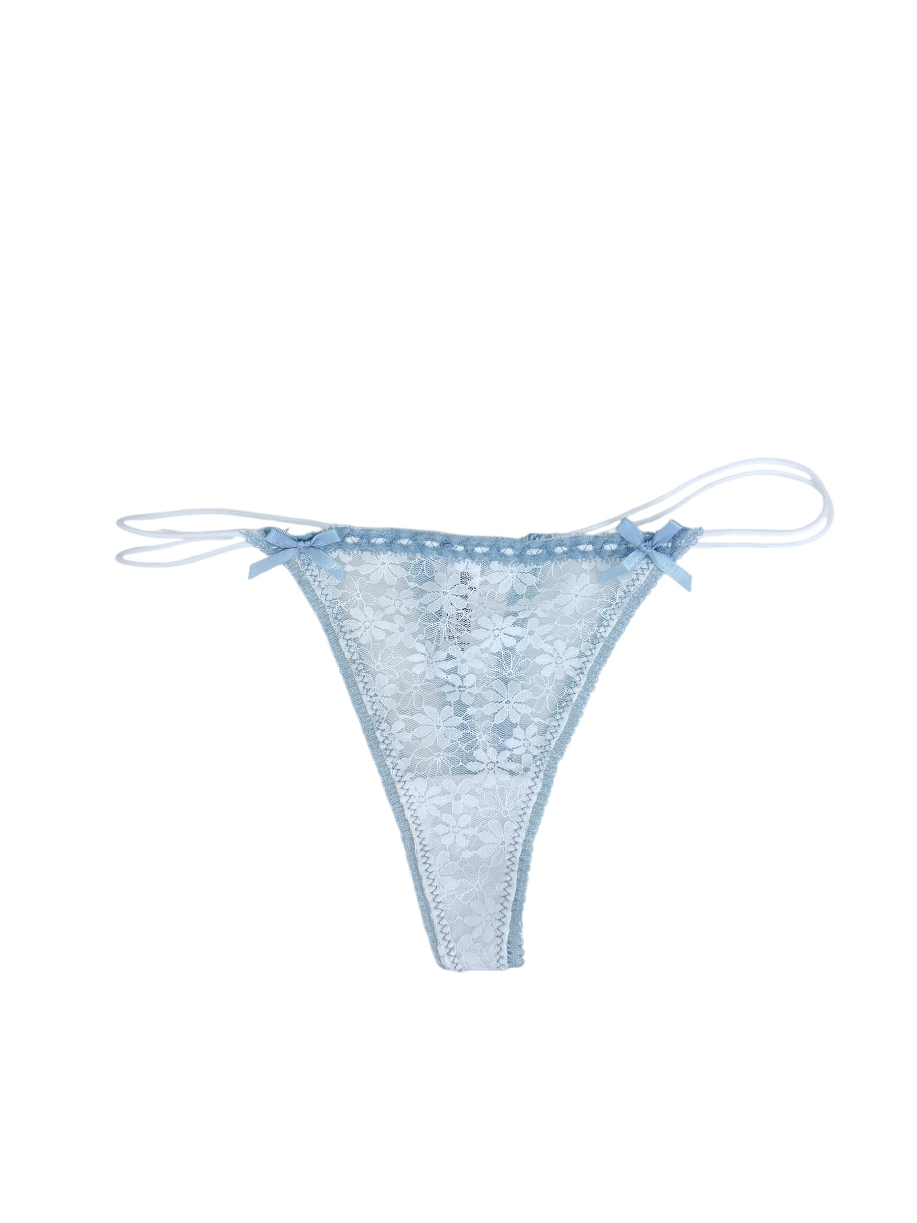 Delicate Lace G-String Trio with Bow Details