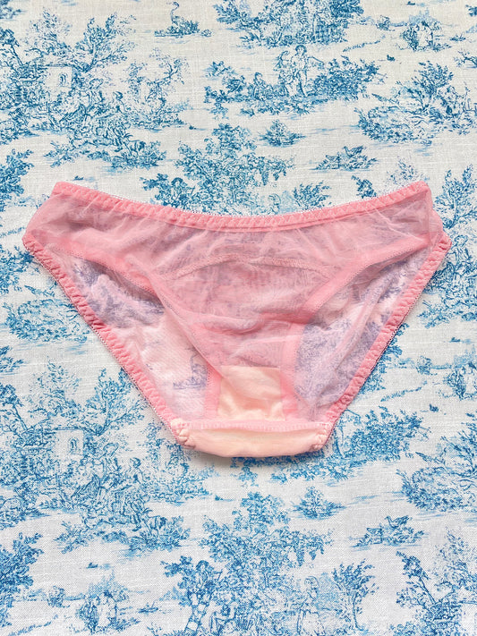 Pink Mesh Bow Pattern Panty