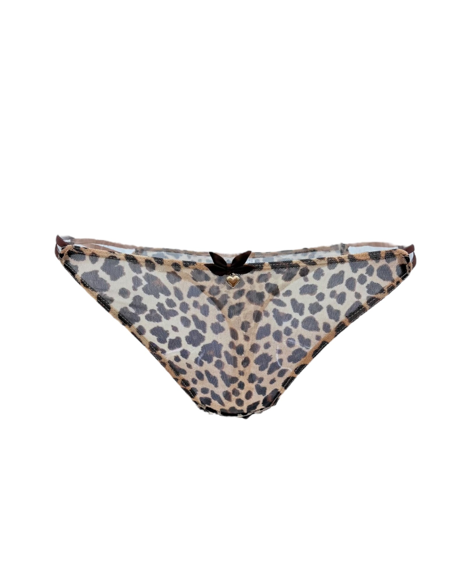 Leopard Print String Panties with Charm Accent