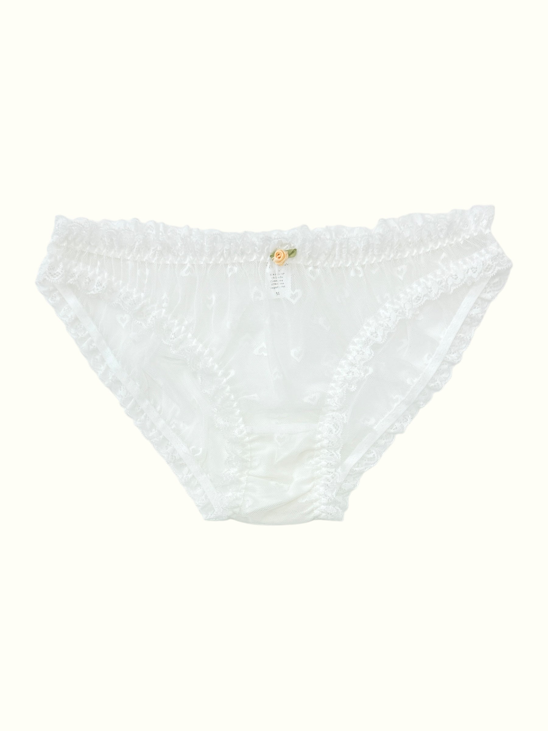 Vintage Sheer Lace Panties with Rosebud Accent