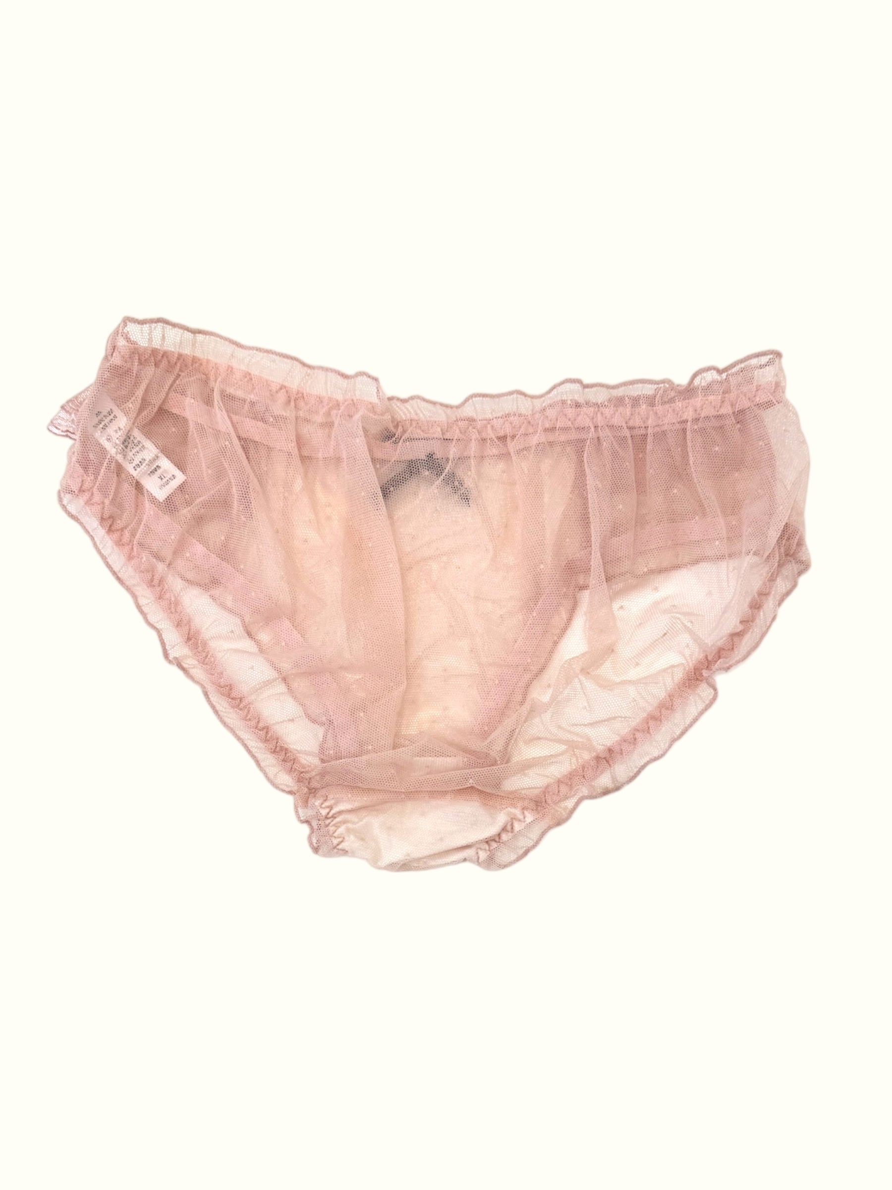 Sheer Mesh Ruffle Panties with Contrast Bow