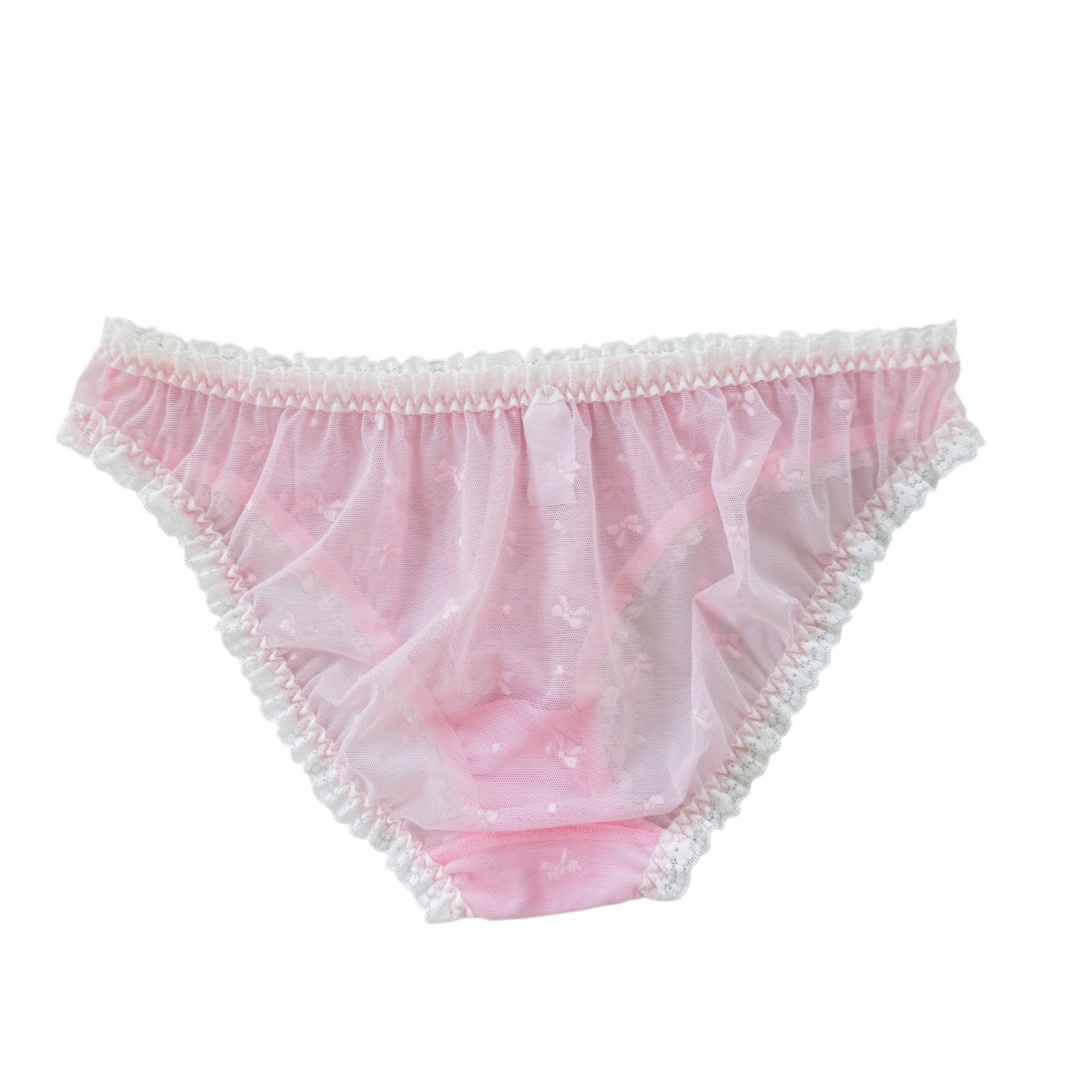 Sheer Lace Ruffle Panties – Bow Embroidery