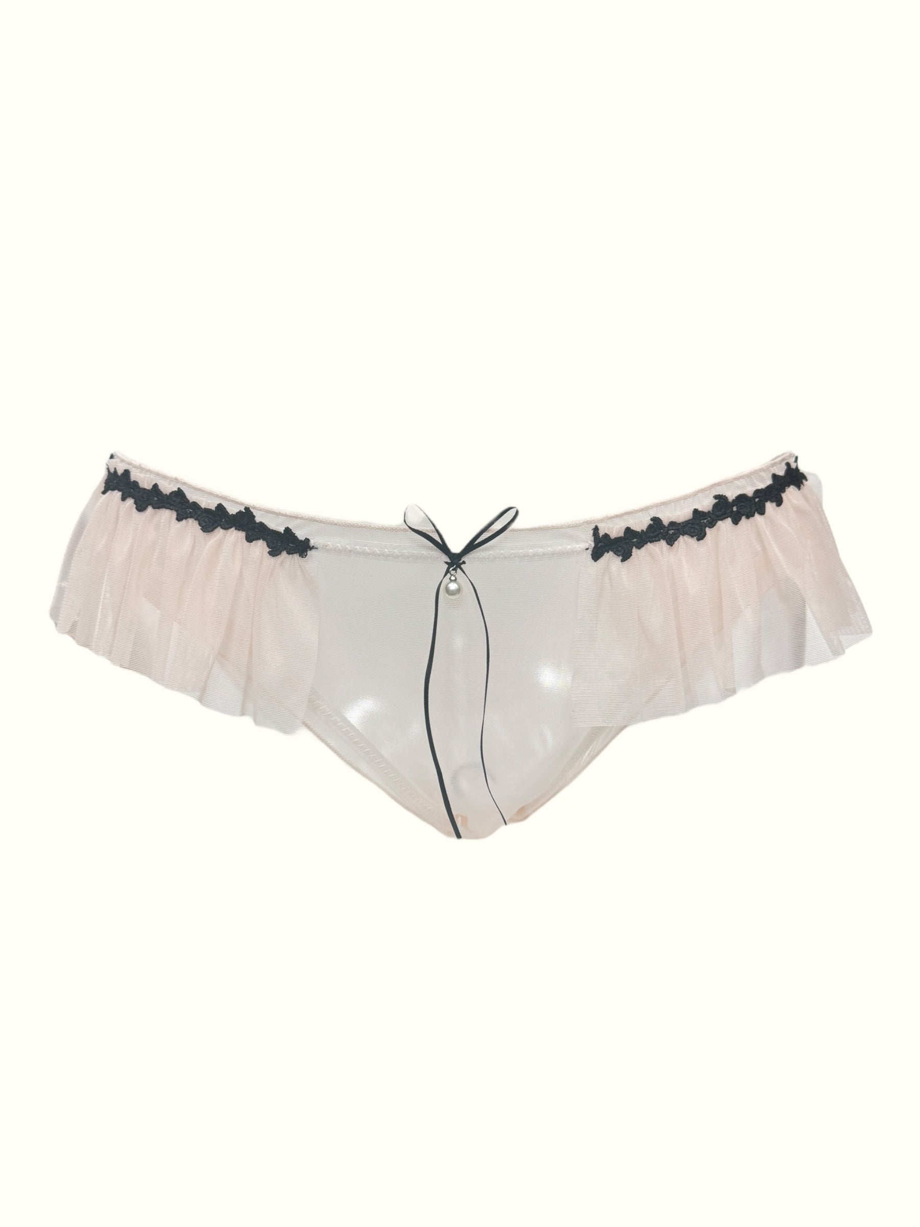 Tulle Ruffle Panties with Pearl Drop