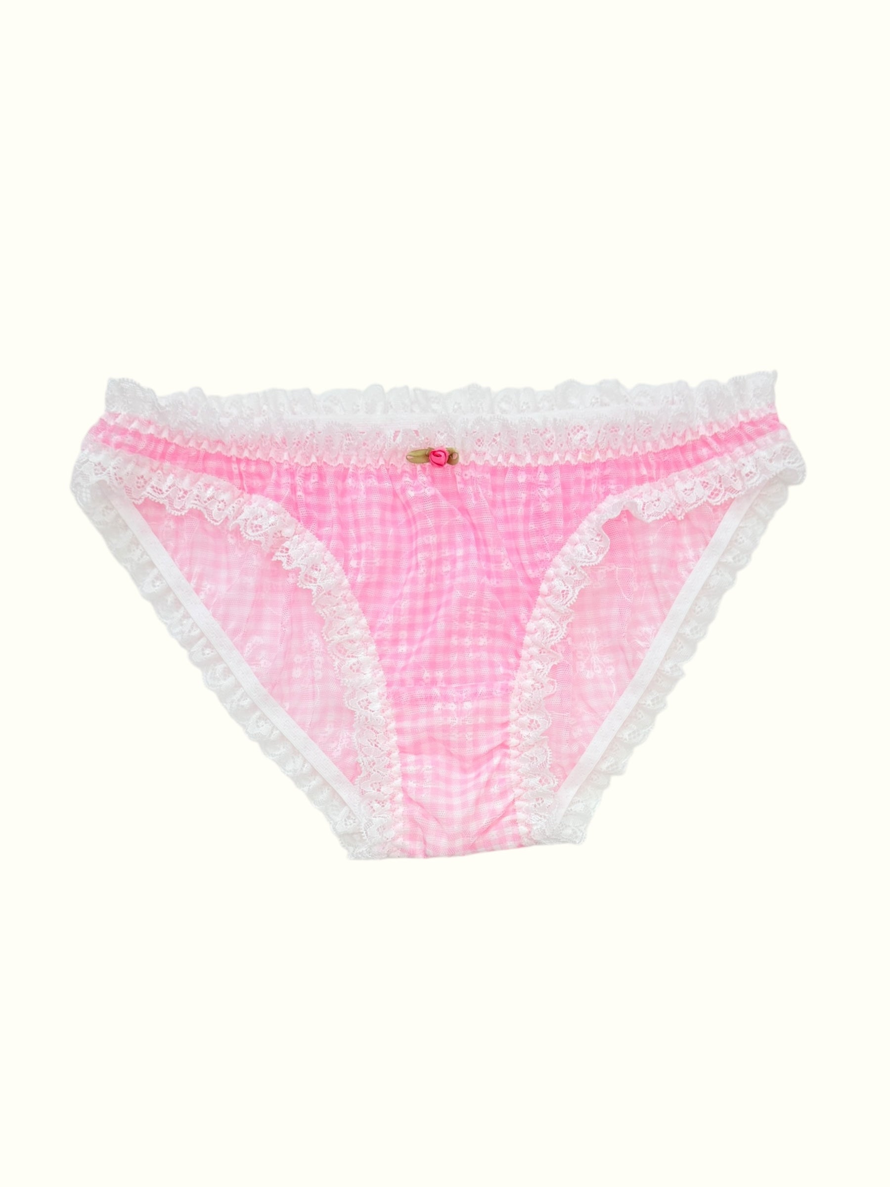 Pink Gingham Lace Trim Panty