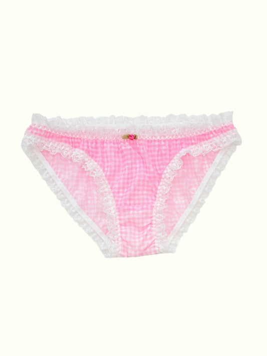 Pink Gingham Lace Trim Panty