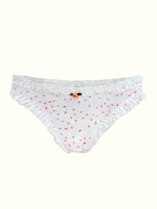 Delicate Sheer Lace Panty with Heart Embroidery