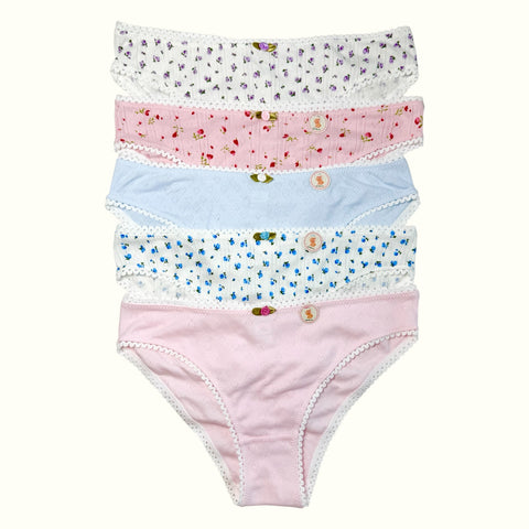 Milanblocks Soft Girl Cotton Panties pointella Cute Floral Pastel Lace Trim Briefs Panty