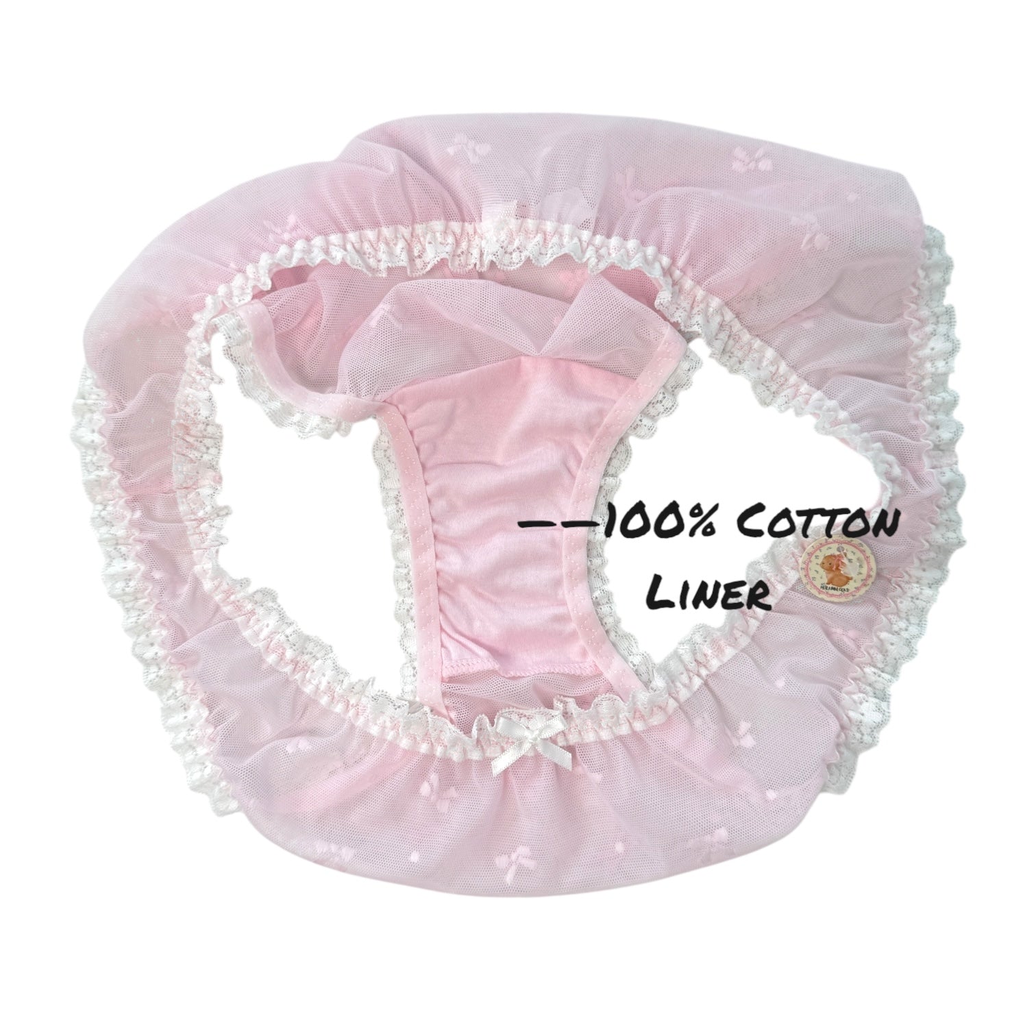 Sheer Lace Ruffle Panties – Bow Embroidery