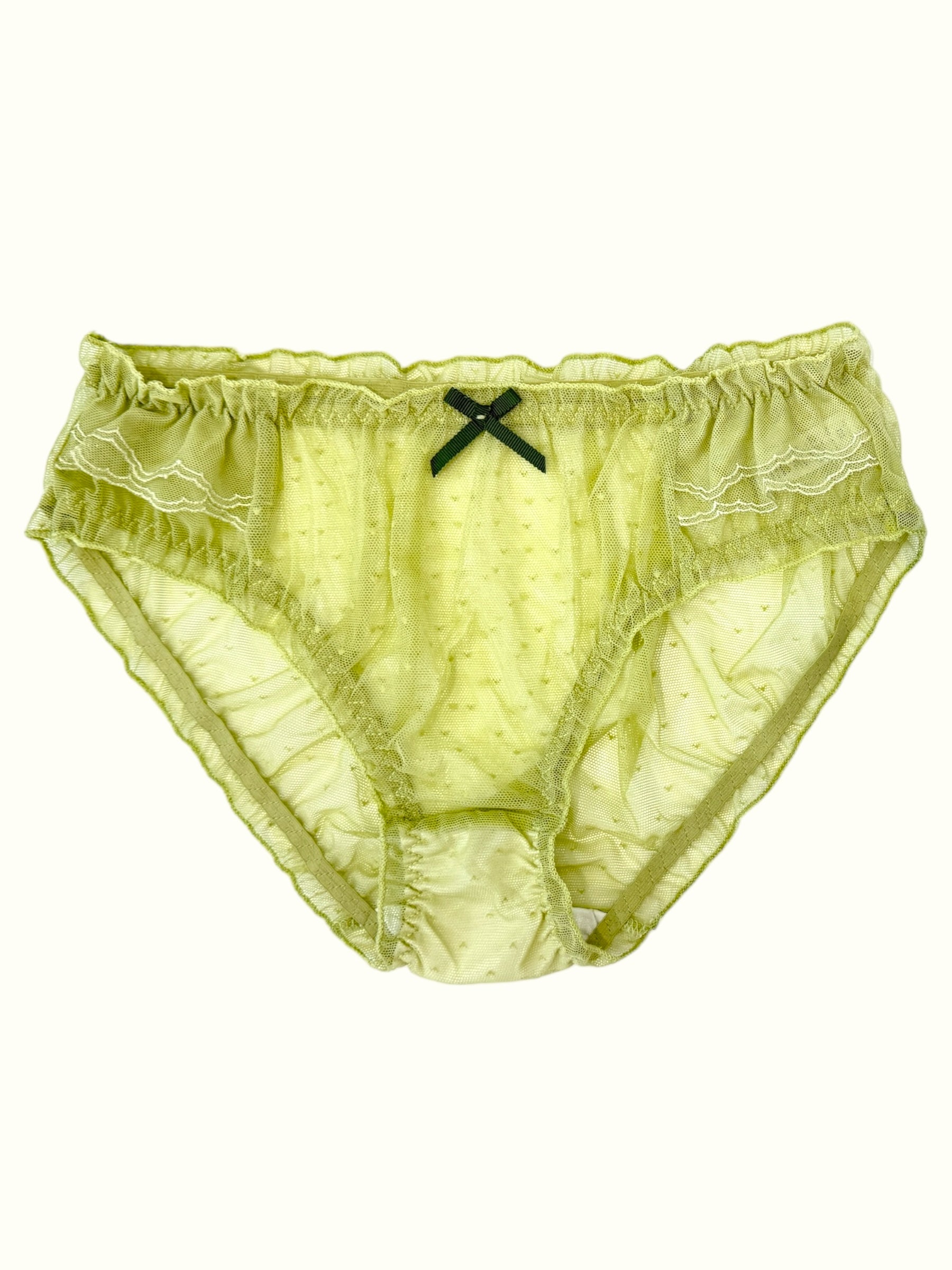 Sheer Ruffle Mesh Panties with Embroidered Detail