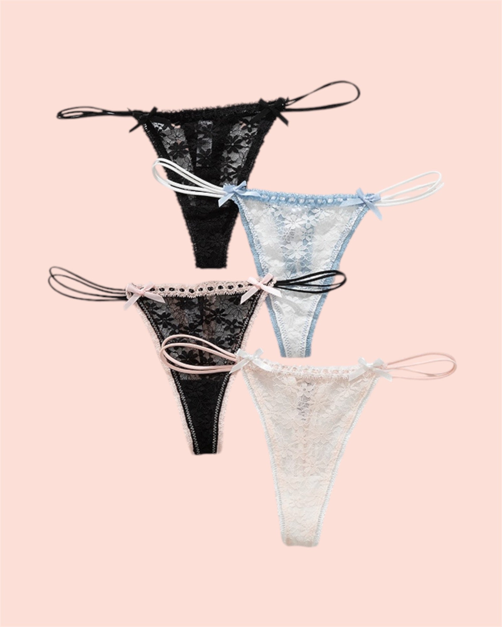 Coquette Lace G-String with Bow and String Detail