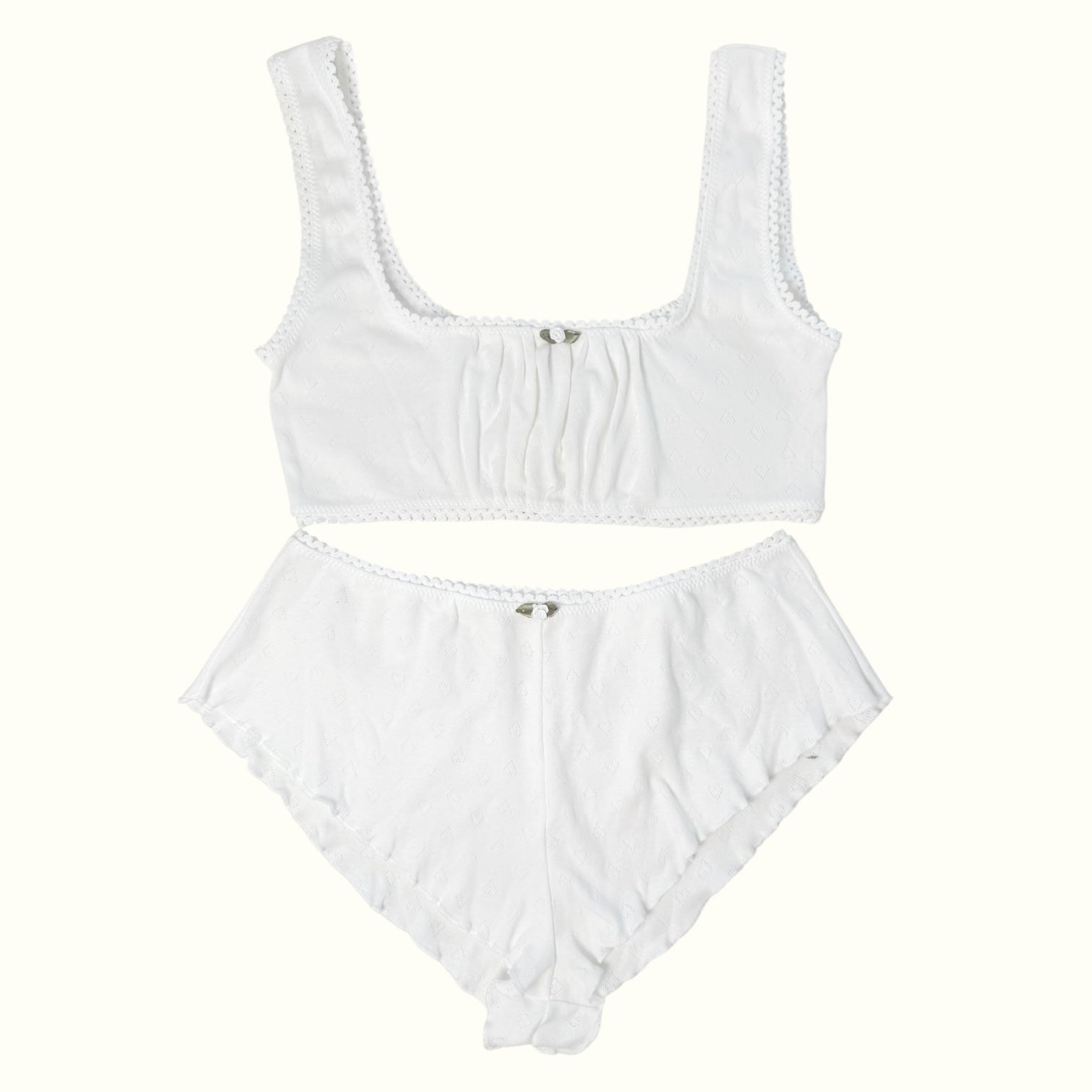 Milanblocks Soft Girl Loungewear Set  Cotton Lace Bralette  High Waist Panties