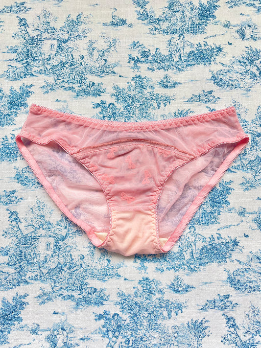 Pink Mesh Bow Pattern Panty