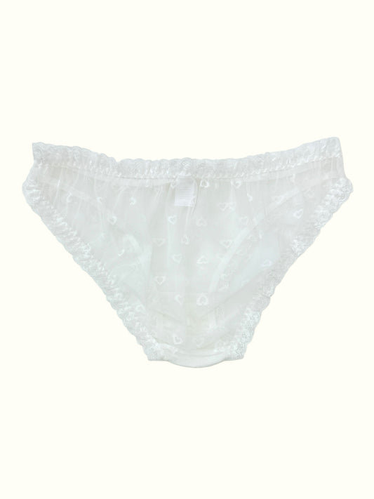 Vintage Sheer Lace Panties with Rosebud Accent