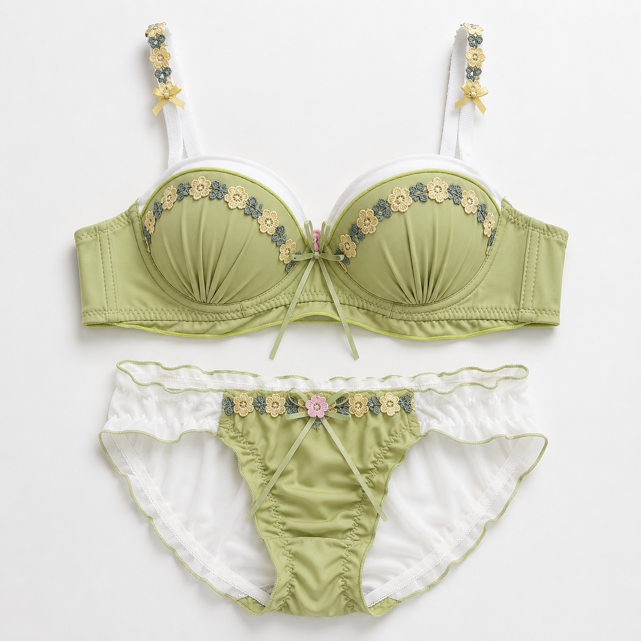 Milanblocks Women's 2-Piece Soft Girl Coquette Lace Bra and Panty Set - Y2K Floral Lingerie (Copy)