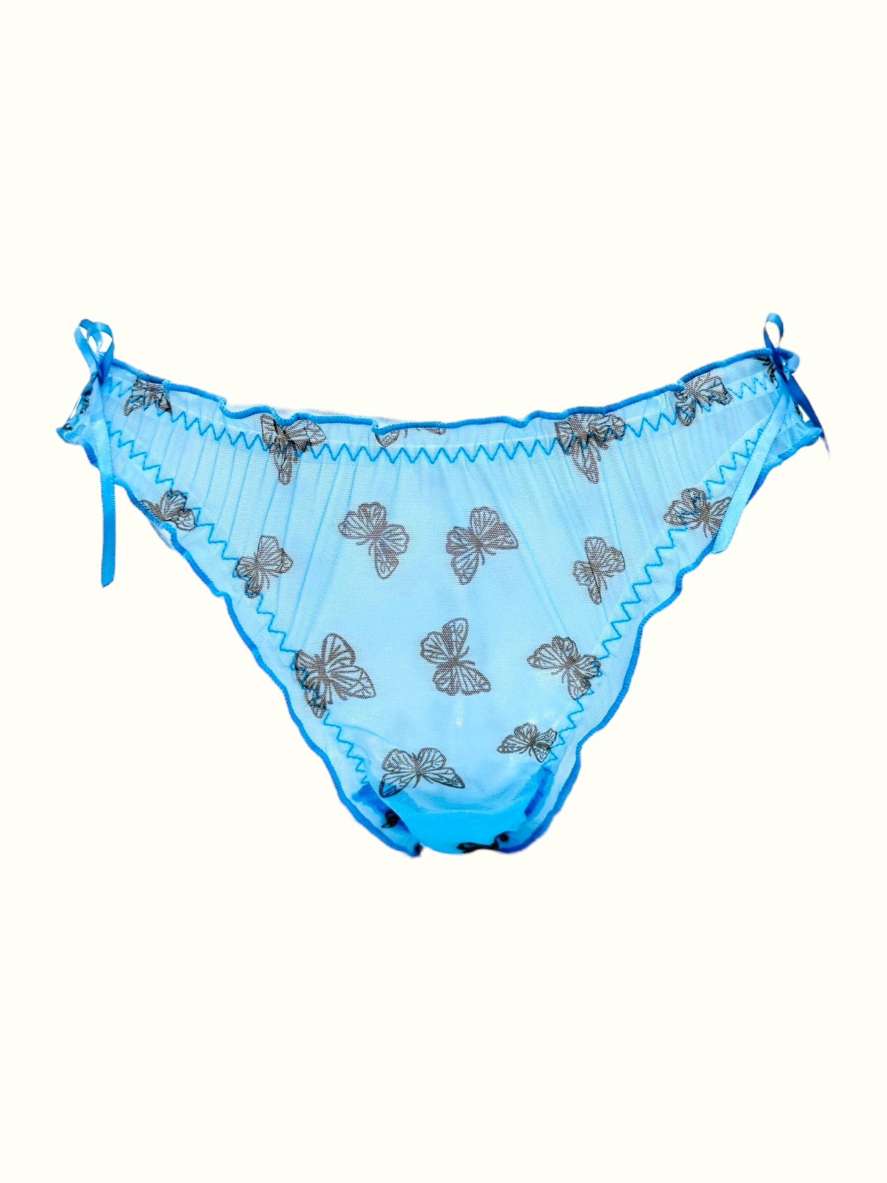 Blue Butterfly Mesh Coquette Elegance Panty