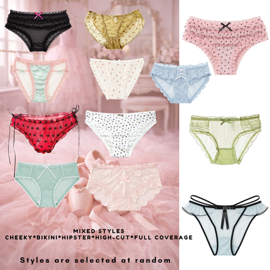 Milanblocks Women’s Coquette soft girl Lace Panties – Soft Girl Underwear, 5-Pack or 10-Pack