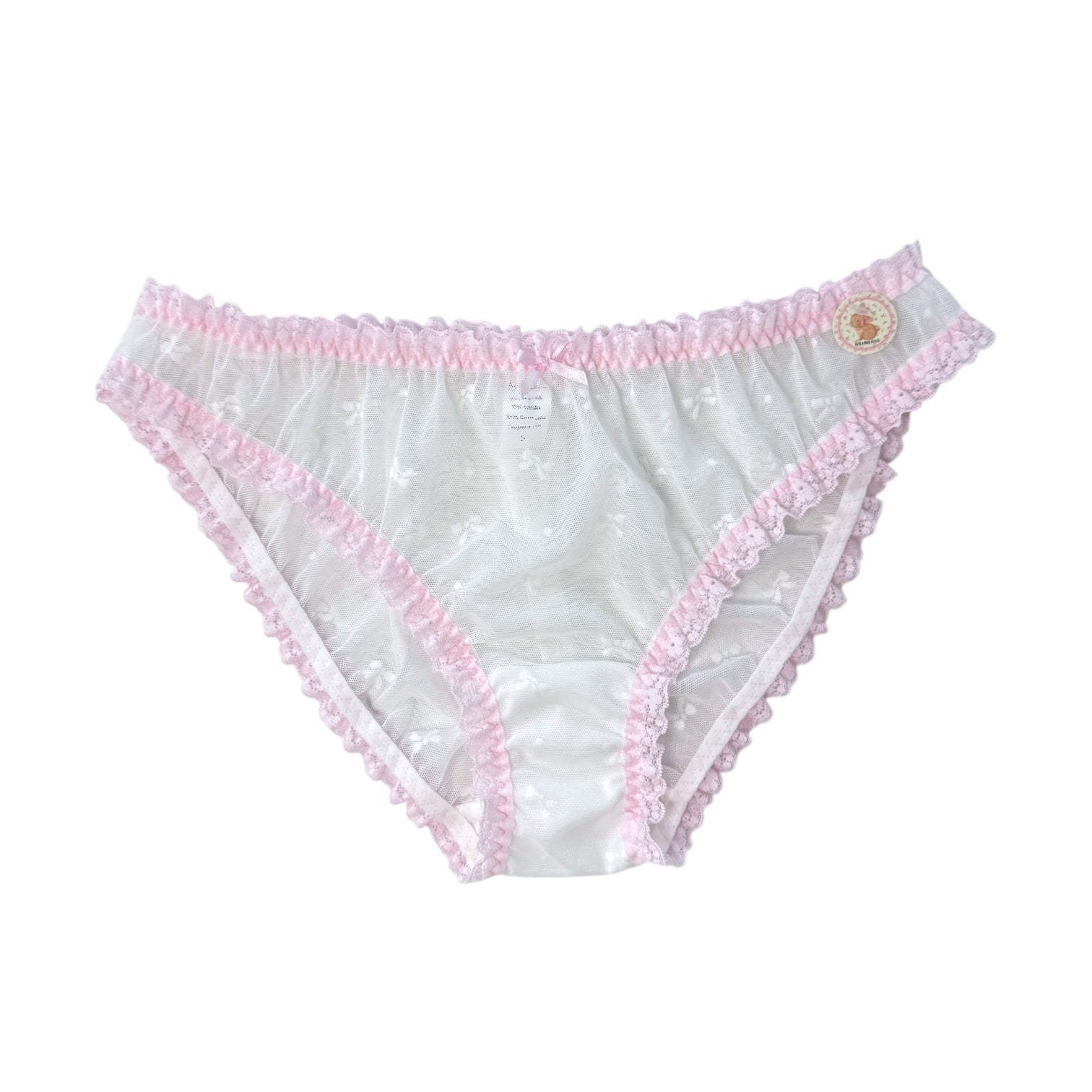 Sheer Lace Ruffle Panties – Bow Embroidery