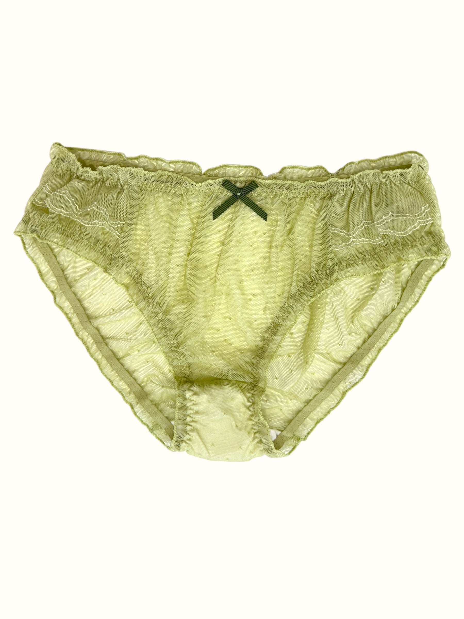 Sheer Ruffle Mesh Panties with Embroidered Detail
