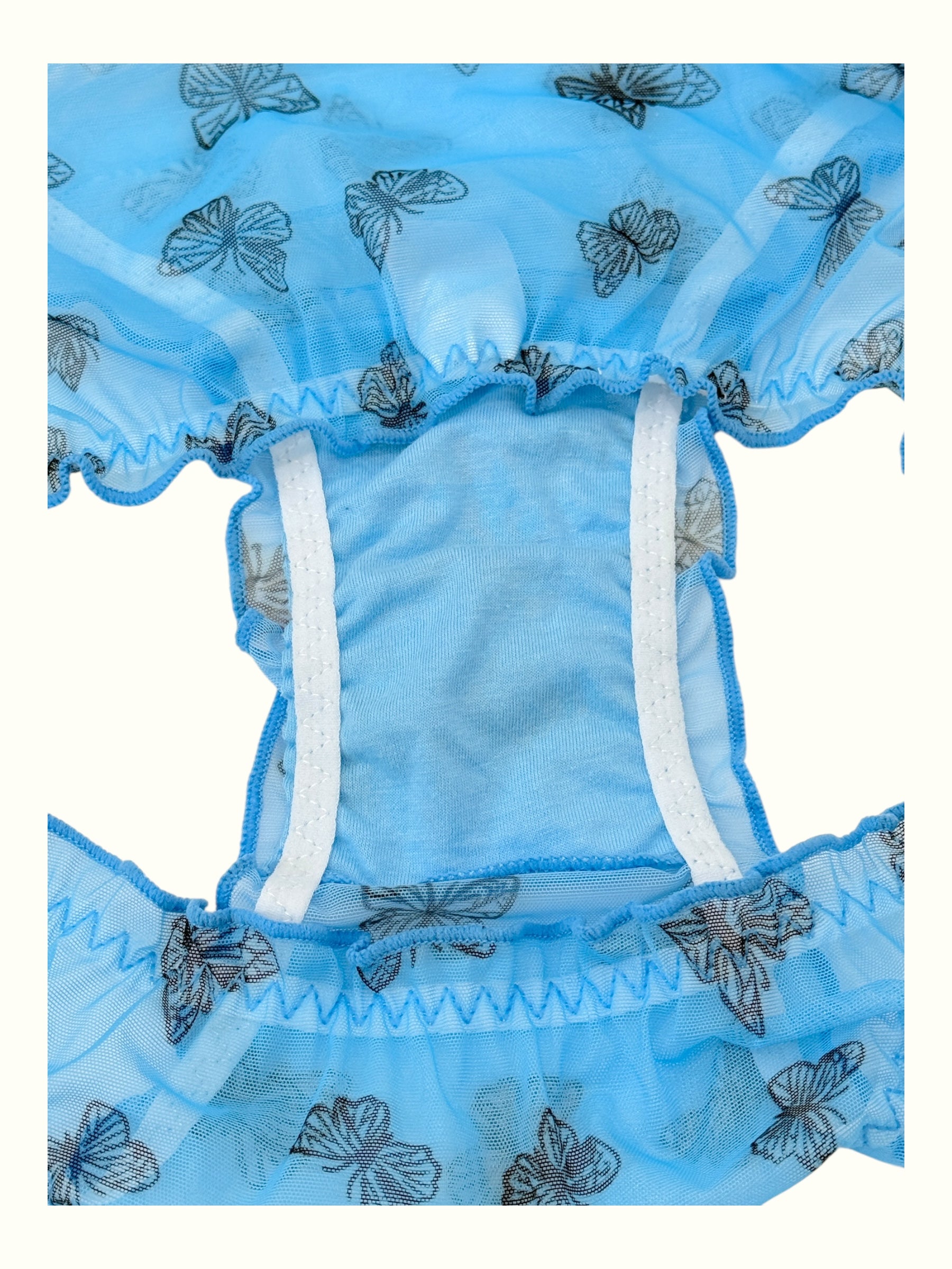 Blue Butterfly Mesh Coquette Elegance Panty
