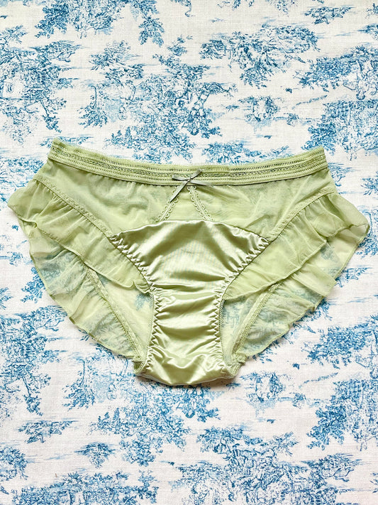 Green Satin & Mesh Panty