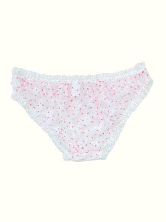 Delicate Sheer Lace Panty with Heart Embroidery