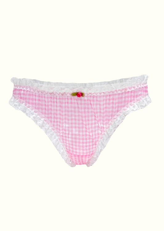 Pink Gingham Lace Trim Panty