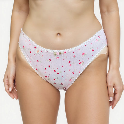 Milanblocks Soft Girl Cotton Panties pointella Cute Floral Pastel Lace Trim Briefs Panty