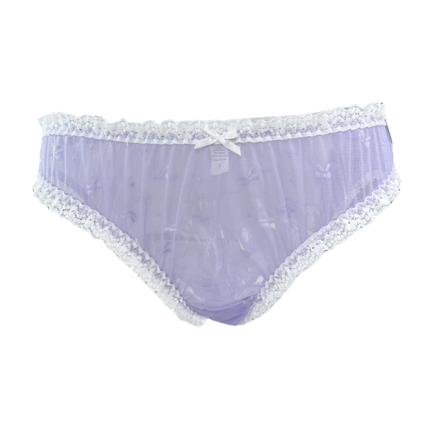 Sheer Lace Ruffle Panties – Bow Embroidery