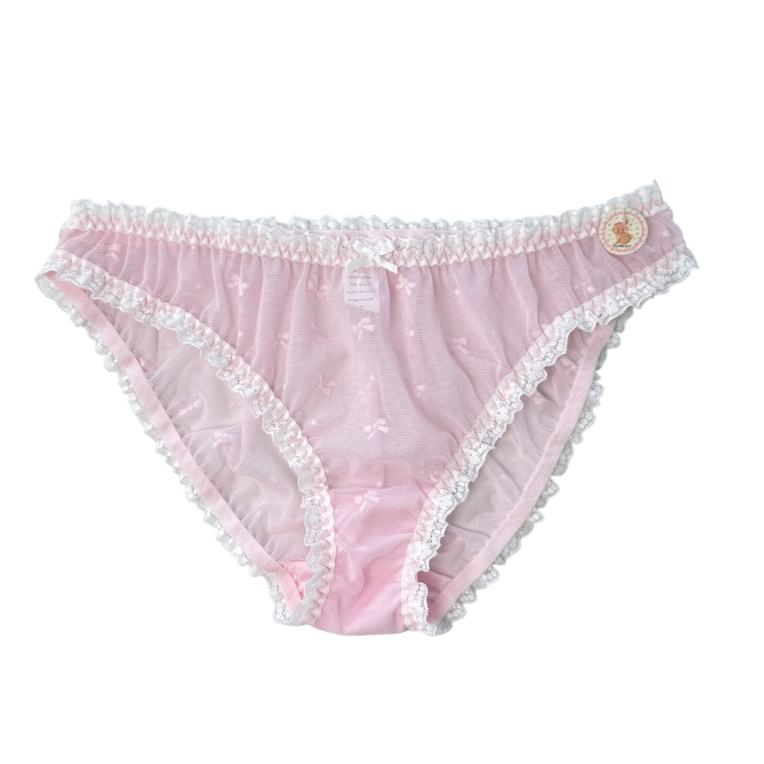 Sheer Lace Ruffle Panties – Bow Embroidery