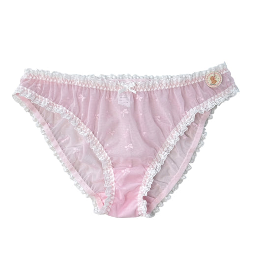 Sheer Lace Ruffle Panties – Bow Embroidery