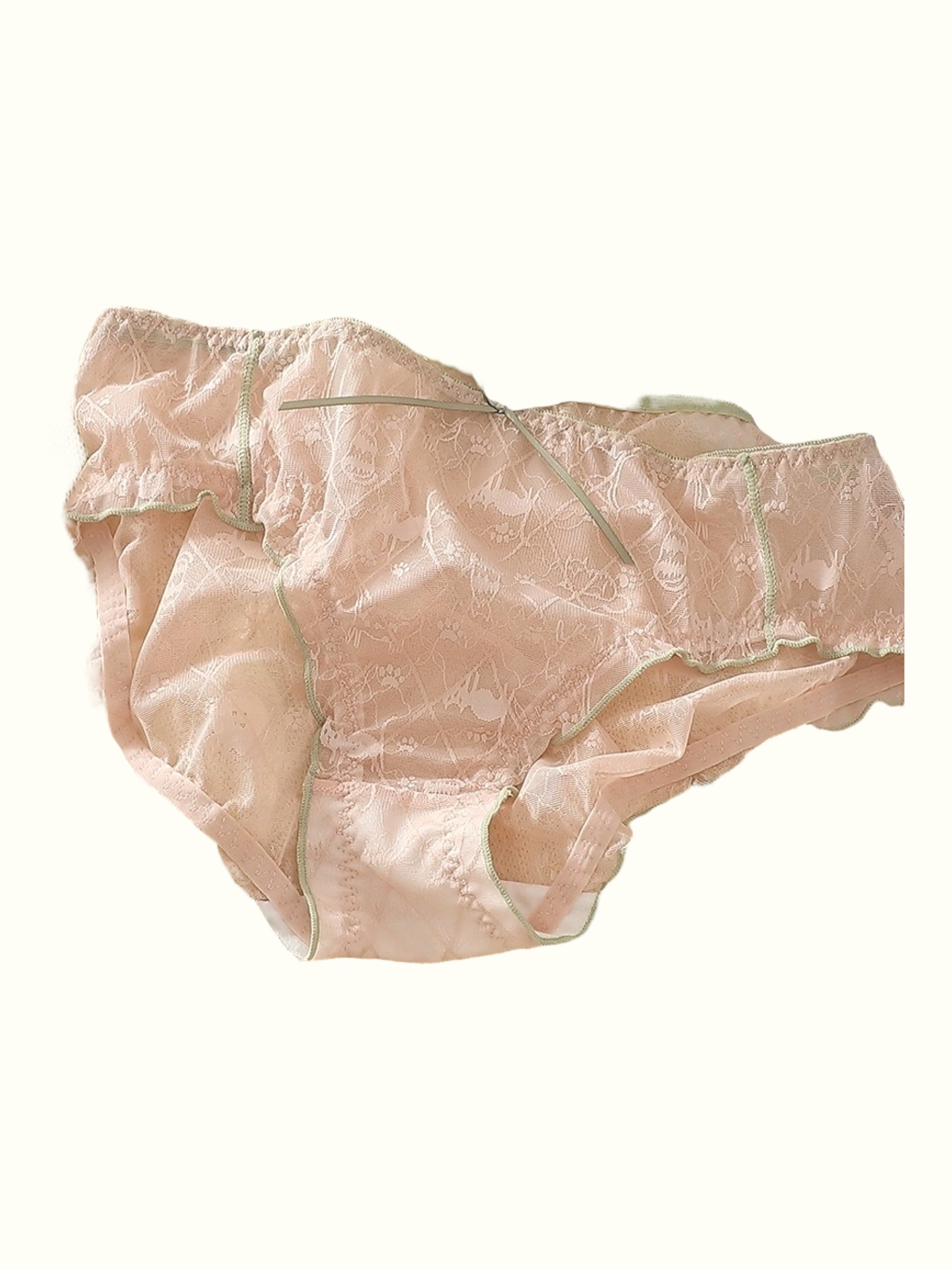 Sheer Lace Cat Print Panties Coquette Ruffle Trim