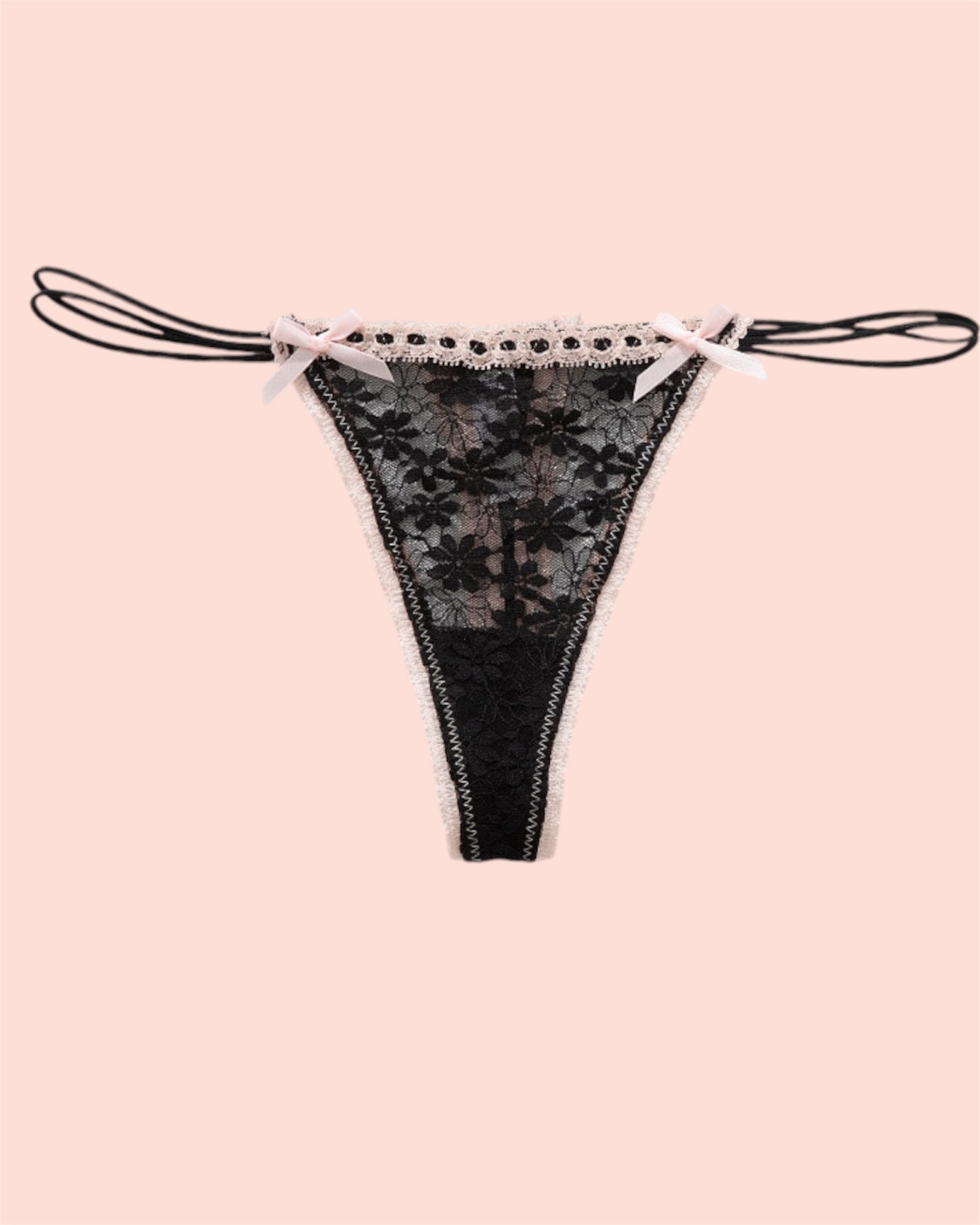 Coquette Lace G-String with Bow and String Detail
