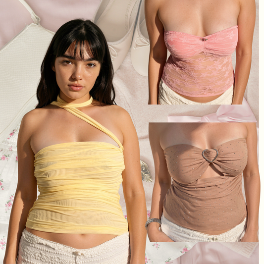 MilanBlocks coquette Womenswear Short Tops Sleeveless Minimalist soft girl cami top sample sale