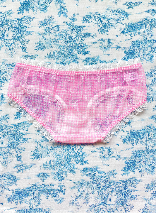 Pink Gingham Lace trim Panty