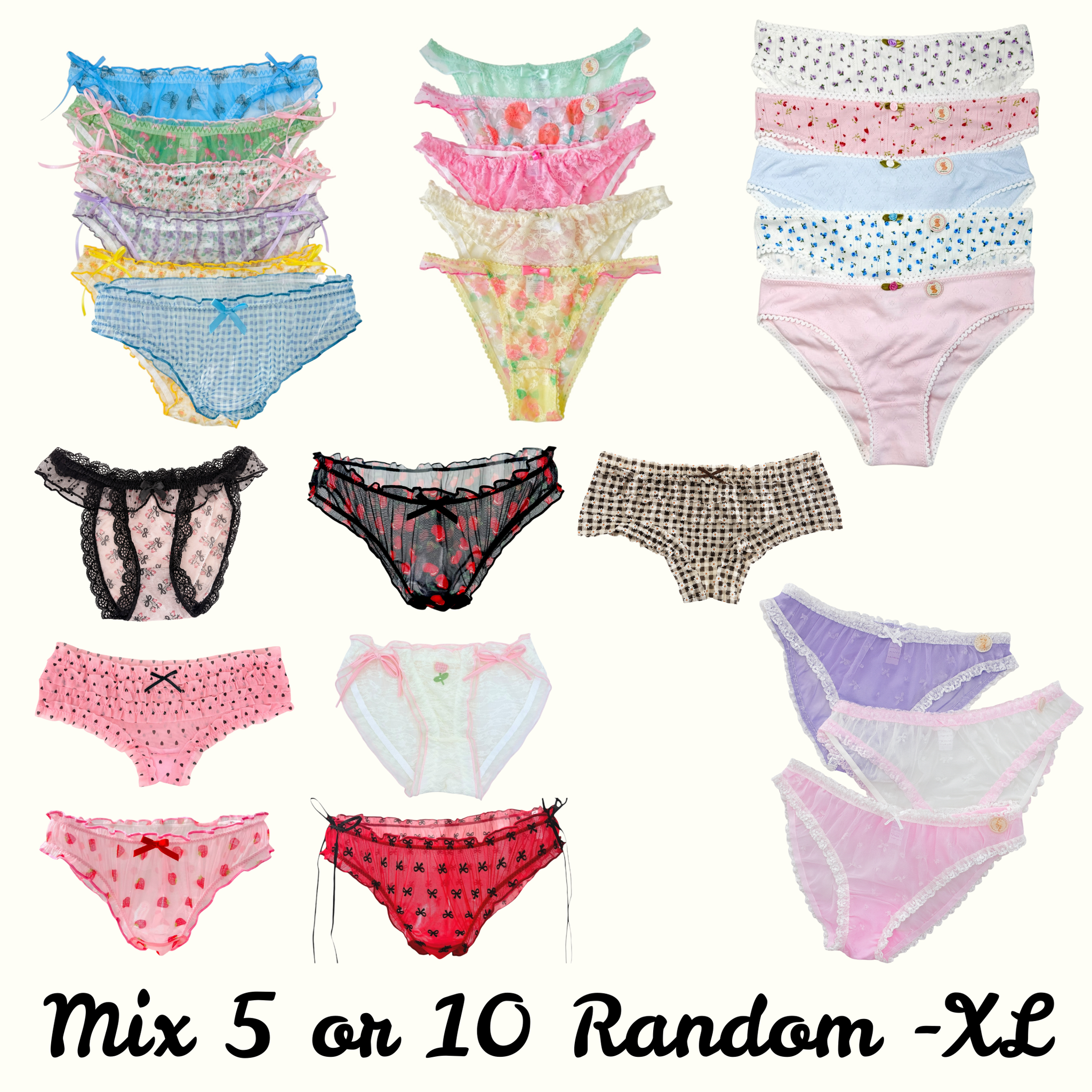 Milanblocks Women’s Coquette soft girl Lace Panties – Soft Girl Underwear, 5-Pack or 10-Pack