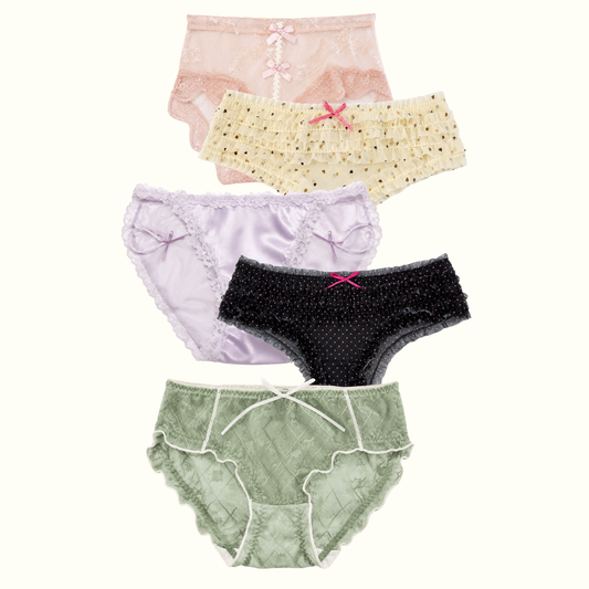 Women's Medium-Size Milanblocks Coquette Cotton Underwear Set (5-Pack) - Comfortable, Feminine, Elegant Womenswear for Everyday Wear